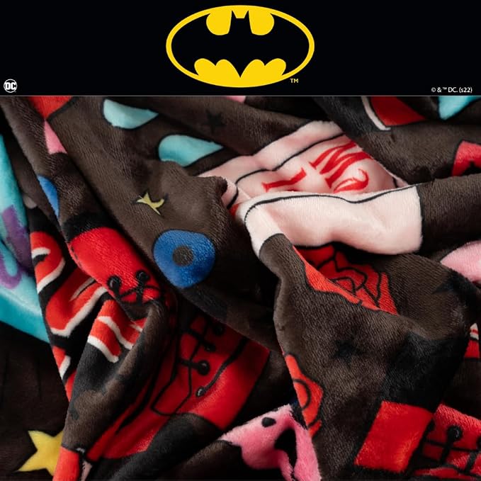 Batman DC Comics Joker & Harley Quinn Halloween Bedding Super Soft Cozy Plush Throw, 46 in x 60 in, (Officially Licensed Product) by Franco