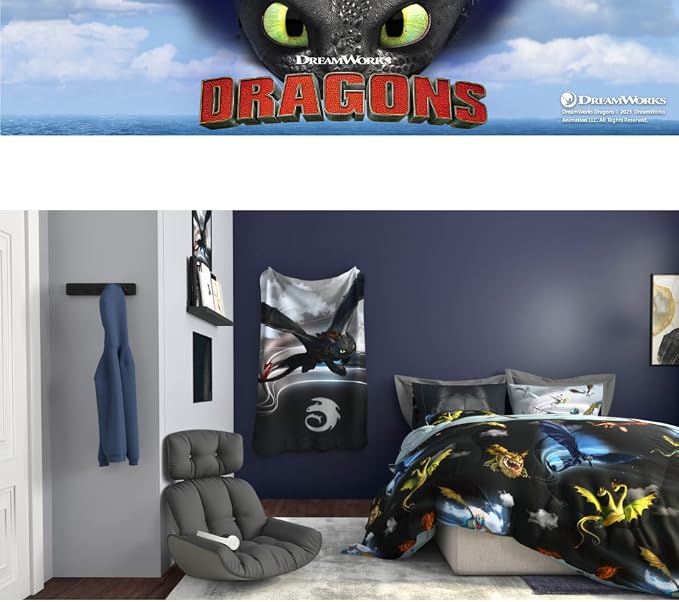 How to Train Your Dragon Toothless Kids Bedding Super Soft Plush Cozy Throw, 46 in x 60 in, (Officially Licensed Product) By Franco