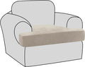 H.VERSAILTEX Stretch Velvet T Cushion Chair Covers for Living Room Armchair Sofa Cover Couch Cover Slipcover T Cushion Seat Cover Stay with Elastic Bands (Armchair, French Oak)