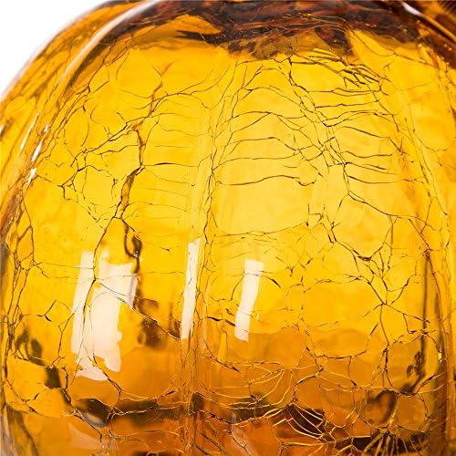 Glitzhome Hand Blown Amber Crackle Glass Pumpkin for Fall and Home Decor 6.69 inches - Image 5