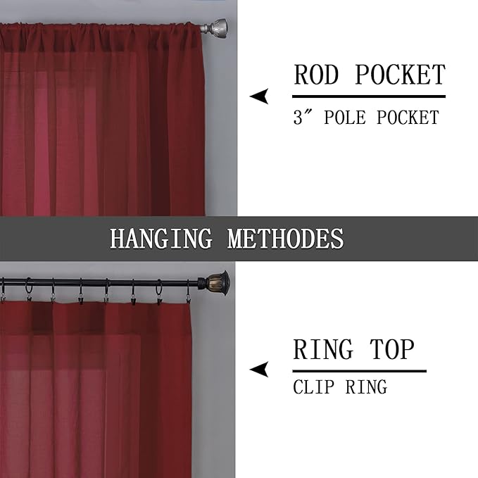 Tollpiz Short Sheer Curtains Living Room Linen Textured Curtain Sheers Light - Image 5