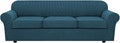 H.VERSAILTEX 4 Piece Stretch Sofa Covers for 3 Cushion Couch Covers for Living Room Furniture Slipcovers (Base Cover Plus 3 Seat Cushion Covers) Upgraded Thicker Jacquard Fabric (XL Sofa, Deep Teal)