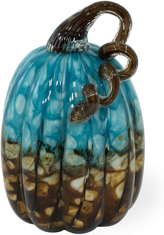Boston International Handblown Glass Pumpkin Tabletop Décor, 5.5 x 8.5-Inches, Copper Canyon