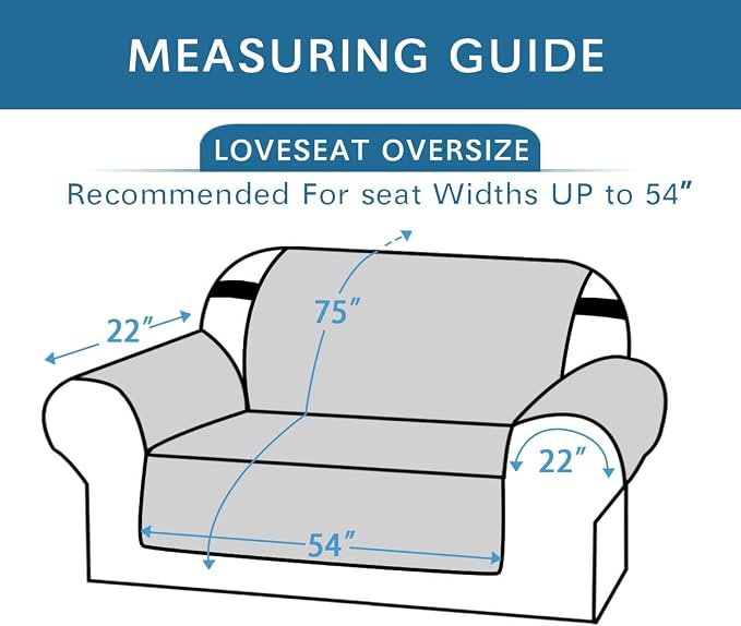 H.VERSAILTEX Reversible Loveseat Cover for 2 Cushion Couch Water Resistant Couch Cover for Dogs Non Slip Furniture Protector Cover with Elastic Strap for Pet Cat(Oversized Loveseat, Navy/Beige)