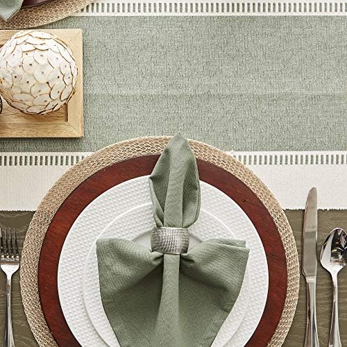 DII Dobby Stripe Table Runner, 13x108 Artichoke & Cream Background - Image 5