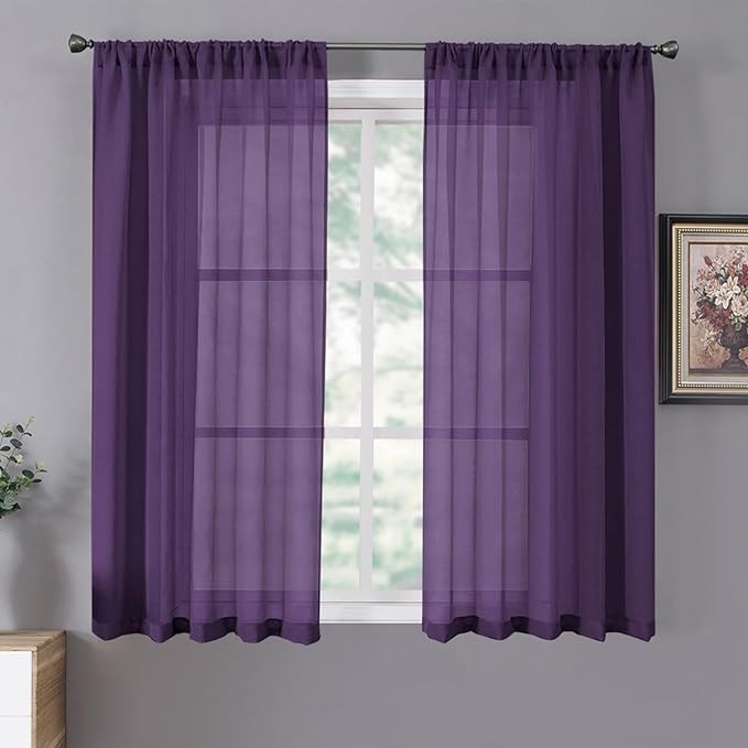 Tollpiz Sheer Curtains Linen Textured Living Room Curtain Sheers Light by Tollpiz