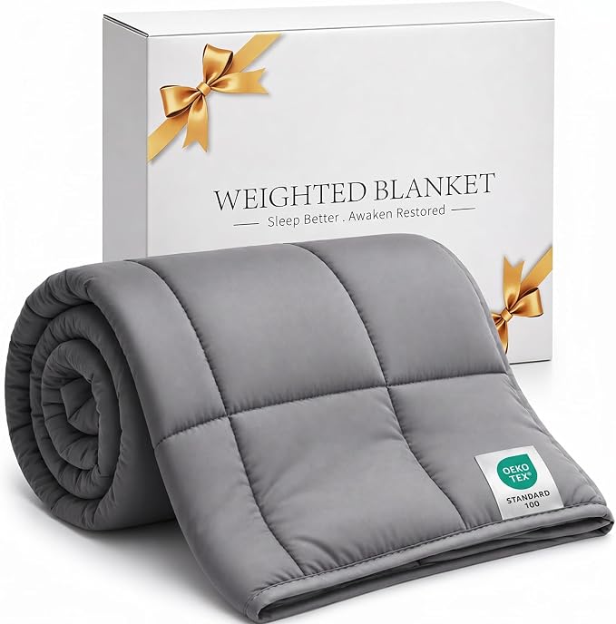 Smart Queen Weighted Blanket 20lbs (60”x80”,Grey) Full Size Soft Cooling Heavy Blanket for Sleeping, Breathable All Season Comfort with Premium Glass Beads,Machine Washable