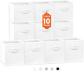 Criusia Storage Cubes, 11 Inch Cube Storage Bins for Shelves Closet Nursery Bedroom - 10 Pack Collapsible Baskets with Handles - Fabric Bins for Organizing Magazines Clothes Blanket Toys (White)