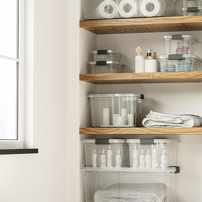 Superio Clear Storage Box with Lid, 4.5 Quart Plastic Container Bins for Organizing, Stackable Crates, BPA Free, Non Toxic, Odor Free, Organizers for Home, Office, School, and Dorm, 10 Pack