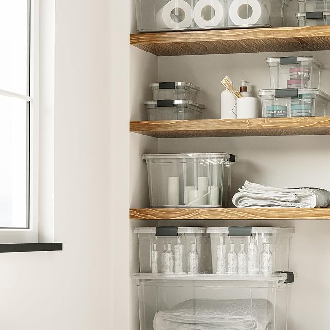 Superio Clear Storage Boxes with Lids, 4.5 Quart Plastic Container Bins for Organizing, Stackable Crates, BPA Free, Non Toxic, Odor Free, Organizers for Home, Office and Dorm, 5 Pack
