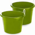 Homz 2 Pack of 17 Gallon Storage Buckets, Durable Plastic Containers, Sturdy Rope Handles, Large Tubs for Sports Equipment, Party Cooler, Gardening, Toys and Laundry, Bold Lime