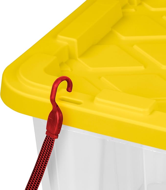 Sterilite Industrial Storage Box with Lids for Garage, 27 Gallon, 12-Pack | Heavy-Duty and Stackable Utility Box Containers for Home, Office, and Basement Organization, Yellow