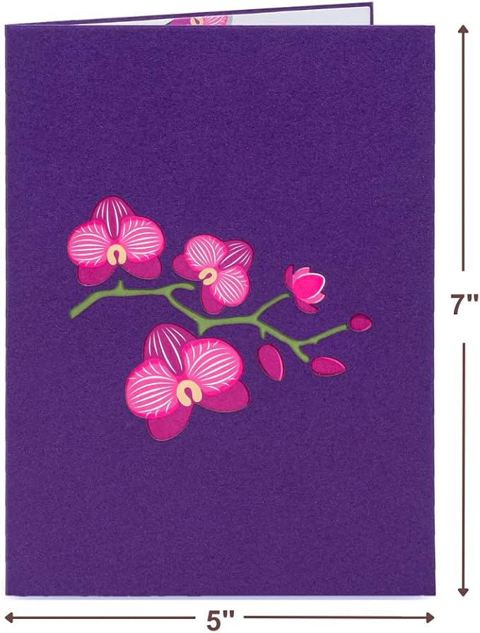 Paper Love Pop Up Cards 2 Pack - Includes 1 Orchids and 1 Butterfly Tree, For All Occasions, Mother Day, Birthday, Just Because- Includes Envelope and Note Tag