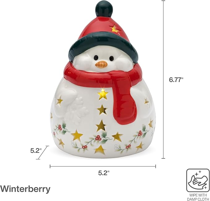 Pfaltzgraff Winterberry LED Snowman Figruine Red Scarf, 6.75 Inch
