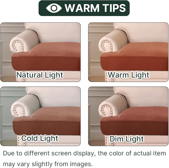H.VERSAILTEX Stretch T Cushion Chair Sofa Slipcover T Cushion Covers for Living Room Armchair Couch Cover T Cushion Slipcover Seat Cover with Elastic Bands Thicker Jacquard Fabric, Rust