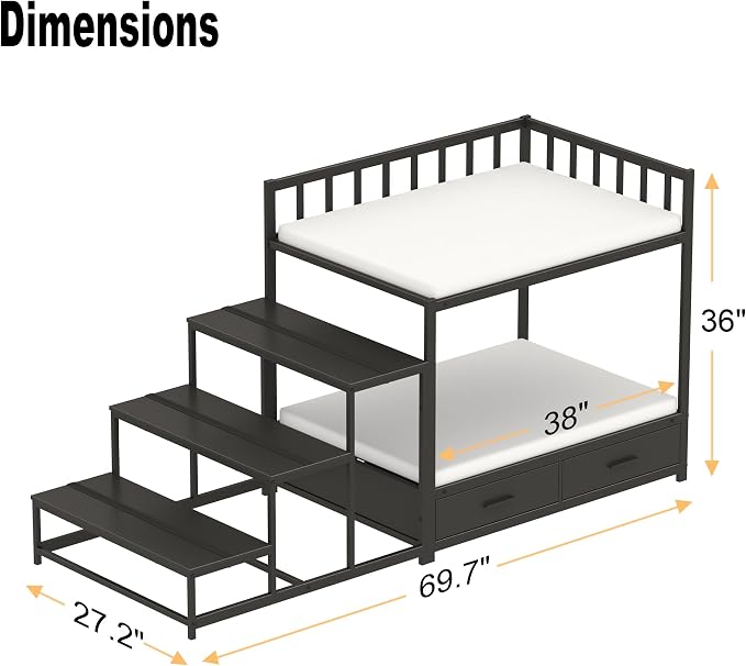 GDLF Dog Bunk Beds for Large Dogs, Dog Bedside Bed with Stairs & Storage, Space-Saving Indoor pet Furniture
