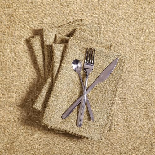 Laura Ashley Harper Set of 6 Napkins, 18" x 18", Gold - Image 4