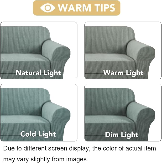 H.VERSAILTEX 2 Pieces Loveseat Slipcovers Love Seat Cover Furniture Cover/Protector Fit Lovesat Width Up to 70 Inch, Stay in Place Suit for T Cushion/Box Cushion (Loveseat, Sage)