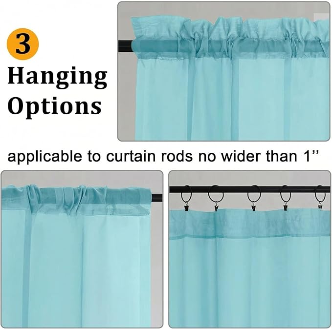 Gwine Sheer Curtains for Bedroom 54 inches Long - Image 2