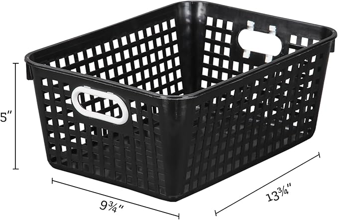 Really Good Stuff Large Plastic Storage Baskets with Handles - 6 Pack | 13.75" x 9.75" x 5", Neon Group Colors, for Books & Supplies, Organize Classroom & Home