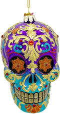 Kurt Adler 4.75" Bellissimo Glass Sugar Skull Ornament