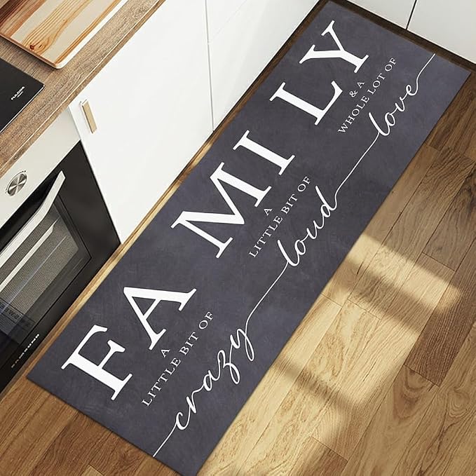 GUBIYU Grey Area Rugs for Living Room Farmhouse Stain Resistant Non Skid Rubber Backing Washable Rug for Bedroom Dining Room Inspirational Rustic Home Decor Large Floor Carpet Hallway Rugs 23.6"x59"