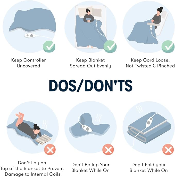 Serta Heated Blanket King - Reversible Fleece Heating Blanket, Creme White | Dual-Layer Heated Throw Blanket With 5 Heat Settings & Auto Shut Off, Machine Washable, ETL Certified