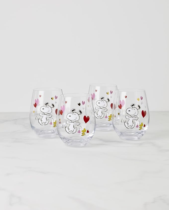 Lenox Snoopy Valentine's Day Entertaining Collection, Tumbler Set, 4-Piece