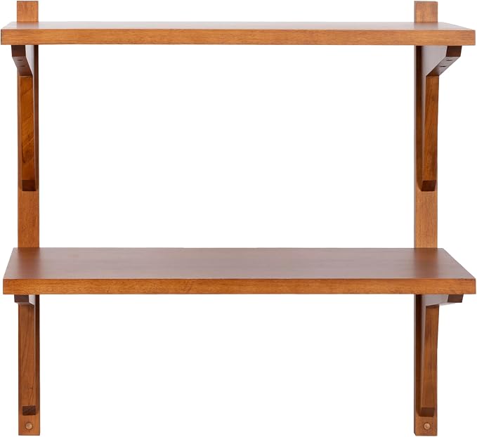 Kate and Laurel Meridien Modern Two-Tier Wooden Shelves, 24 x 12 x 24, Walnut Brown, Stunning Tiered Wall Shelf for Storage and Display as Cute Nursery Shelving or Bedroom Storage