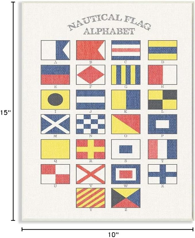 Stupell Industries 'Nautical Flag Alphabet'| Wall Plaque Art | Stupell Industries | 10 x 15 Inches, Easy to Hang and Sturdy, Made in USA, by Lil' Rue