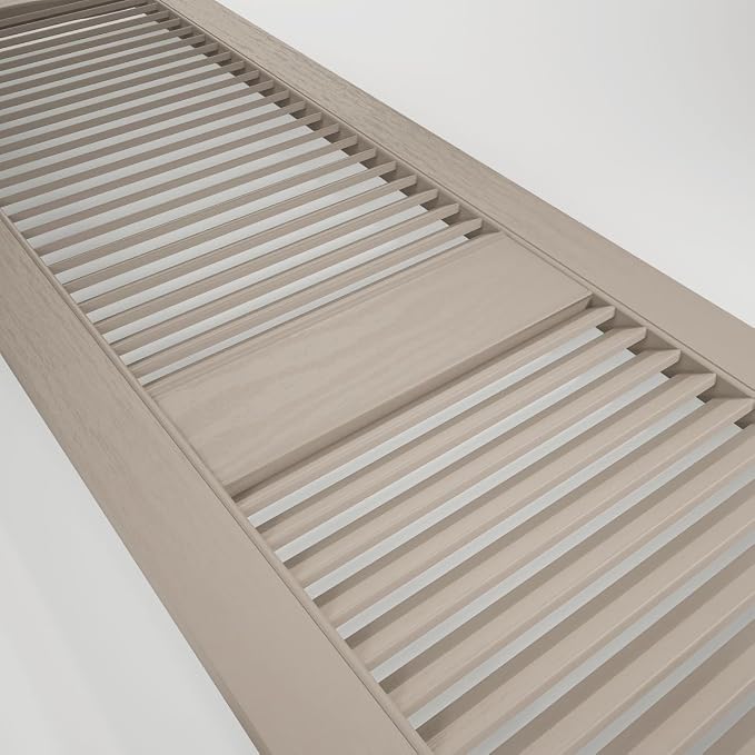12"W x 80"H Lifetime Vinyl, Standard Cathedral Top Center Mullion, Open Louver Shutters, w/Installation Shutter-Lok's & Matching Screws (Per Pair), Clay