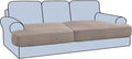 H.VERSAILTEX Stretch 2 Piece T Cushion Sofa Slipcovers Individually Sofa Cushion Covers for 2 Cushion Couch Sofa Seat Cushion Covers with Elastic Bands Featuring Thicker Jacquard Fabric, Taupe