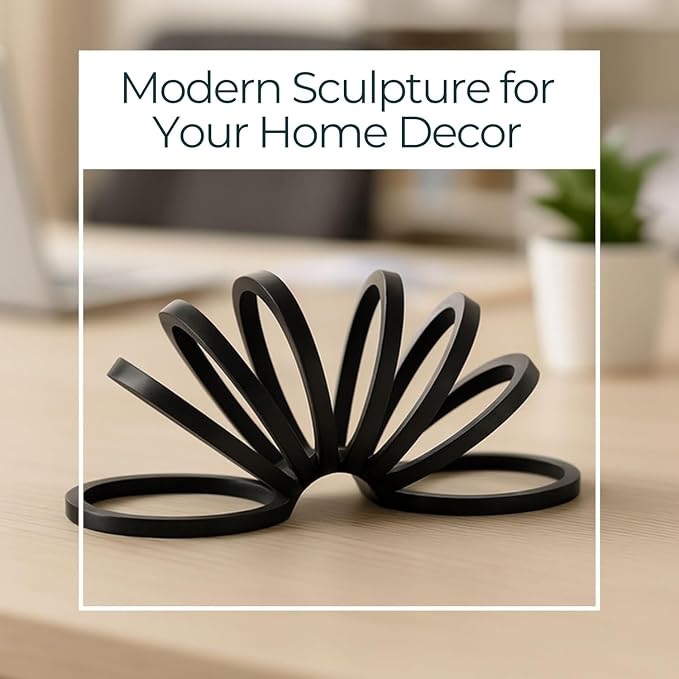 Black Metal Decorative Sculpture – Contemporary Geometric Aluminum Accent for Living Room, Shelf, Coffee Table, Bedroom, or Office – Modern Minimalist Home Decor – 11", Black