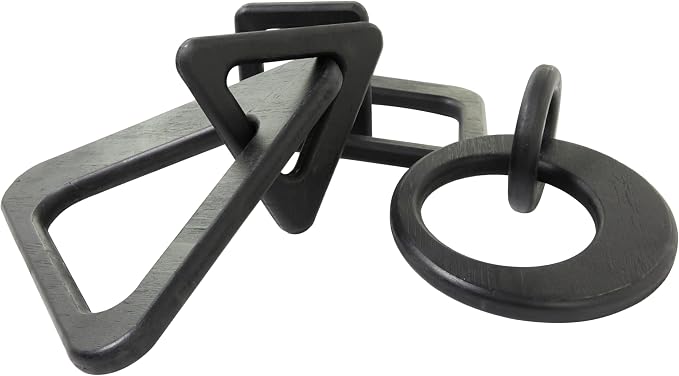 CosmoLiving by Cosmopolitan Wood Chain Decorative Sculpture Home Decor Statues, Set of 3 Accent Figurines 10", 13", 11" W, Black
