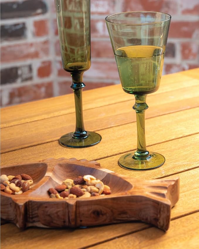 Karma Acacia Wood Boot Shaped Serving Bowl | Divided Dessert Dish, Serving Trays Platters, Wood Accent-Plates