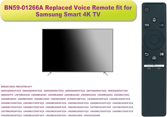 Universal BN59-01266A Replace Voice Remote fit for Samsung Smart 4K TV | BN5901266A RMCSPM1AP1 QN65Q7FD UN75MU630D UN50MU630D UN65MU850D UN43MU630D UN55MU630D UN55MU650D UN55MU700D UN55MU800D