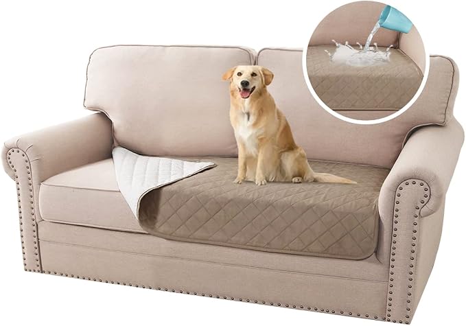 H.VERSAILTEX Couch Cover for Dogs Washable 100% Waterproof Sofa Cushion Cover Dog Bed Cover Non-Slip Pet Blanket for Sofa Cushion Protector, 35" x 62", Khaki