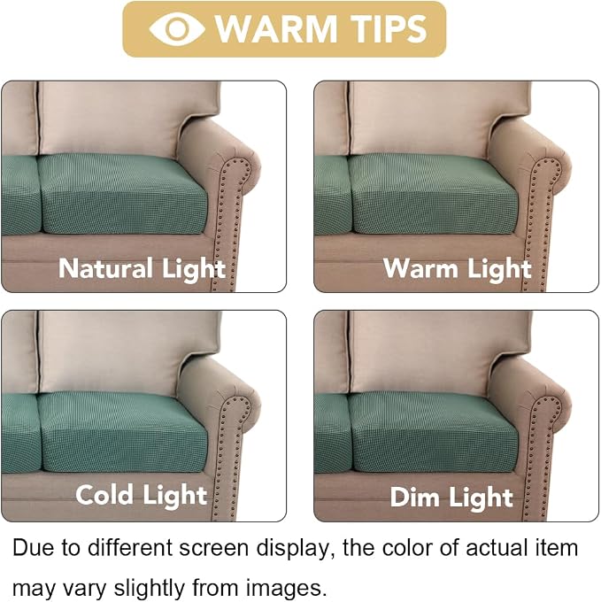 H.VERSAILTEX Super Stretch Individual Seat Cushion Covers Sofa Covers Couch Cushion Covers Slipcover Sets Thick Jacquard Textured Twill Fabric (3 Piece Sofa Cushion Covers, Sage)