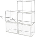 GUDEMAY Clear Stackable Plastic Storage Bins with Magnetic Lid, Dustproof Book & Cosmetic Display Cases, Large Figures Collectibles Showcase, Shoe Box, Protection Organizer (L, Count, 5)
