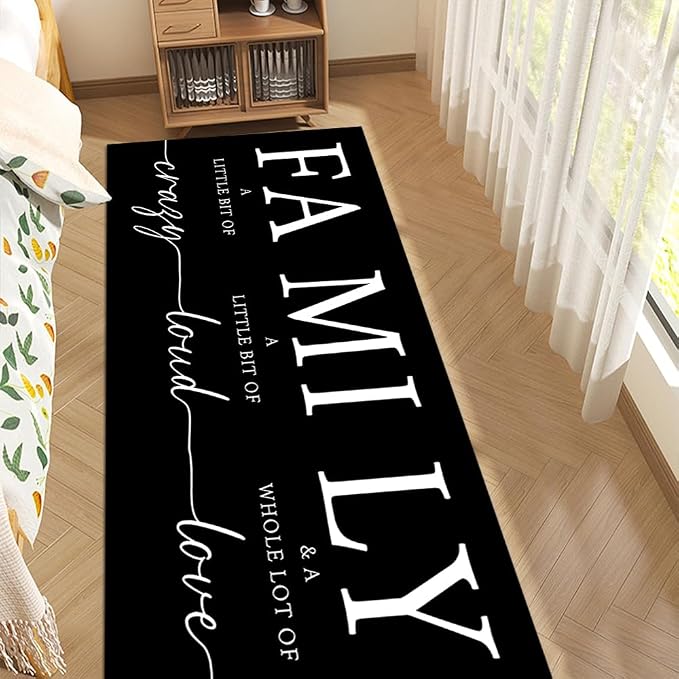 GUBIYU Black Area Rugs for Living Room Washable Rug for Bedroom Non Slip Backing Non Shedding Inspirational A Little Bit of Crazy Rugs for Home Office Decor Floor Carpet for Dining Room 23.6"x59"