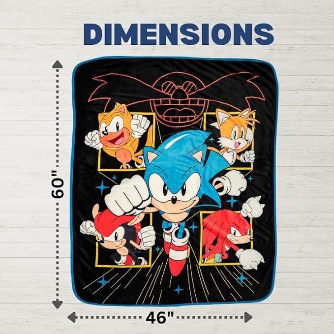 Franco Sonic the Hedgehog Kids Bedding Soft Plush Sherpa Blanket Throw, 50 in x 60 in, (Officially Licensed Product)