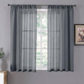 Tollpiz Short Sheer Curtain Living Room Linen Textured Curtains Sheer Light by Tollpiz