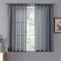 Tollpiz Short Sheer Curtain Linen Textured Living Room Curtains Sheer Light by Tollpiz