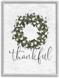 Thankful Cotton Wreath Botanical Accent, 16 x 20 Inch Framed Giclée Print | Stupell Industries | Gray, 16 x 20 Inches, Easy to Hang and Sturdy, Made in USA, by Lettered and Lined