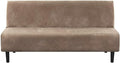 H.VERSAILTEX Real Velvet Futon Cover Armless Sofa Covers Sofa Bed Covers Stretch Futon Couch Cover Sofa Slipcover Furniture Protector Thick Soft Velvet Fabric Form Fitted Stay in Place, Camel