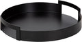 Kate and Laurel Myo Modern Round Metal Tray; 15 x 15; Black; Decorative Circular Tray for Storage and Display