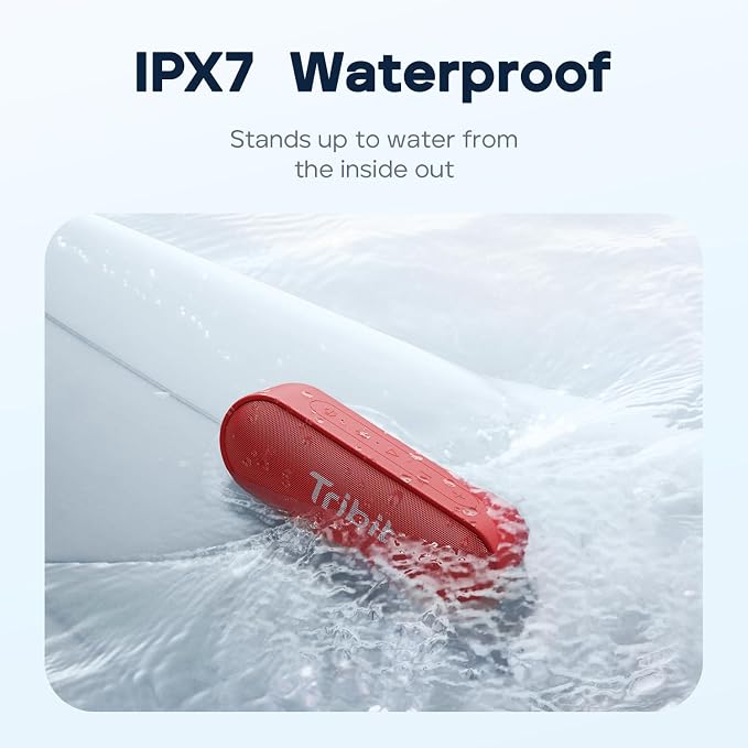 Tribit XSound Go Portable Bluetooth Speaker, 16W, 24H Playtime, Beige | IPX7 Waterproof, Custom EQ, XBass, BT5.3, Wireless, Loud Sound, TWS Pairing, Type-C, Outdoor, Home, Travel, Beach, Shower