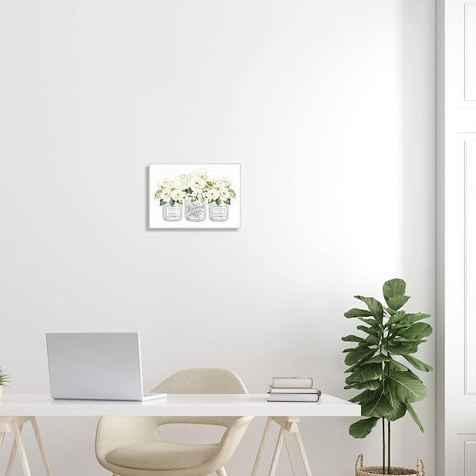 White Roses Rustic Candle Jars, 10 x 15 Inch Mounted Print on Wall Plaque | Stupell Industries · By Lettered and Lined · Ready to hang · Made in USA