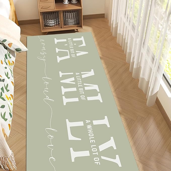GUBIYU Green Area Rugs for Living Room Farmhouse Stain Resistant Non Skid Rubber Backing Washable Rug for Bedroom Dining Room Inspirational Rustic Home Decor Large Floor Carpet Hallway Rugs 23.6"x59"