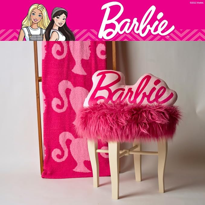 Franco Collectibles Barbie Adult Bedding Soft Cozy Chic Dream Lux Intarsia Knit Throw Blanket, 50 in x 60 in, (Officially Licensed Product)